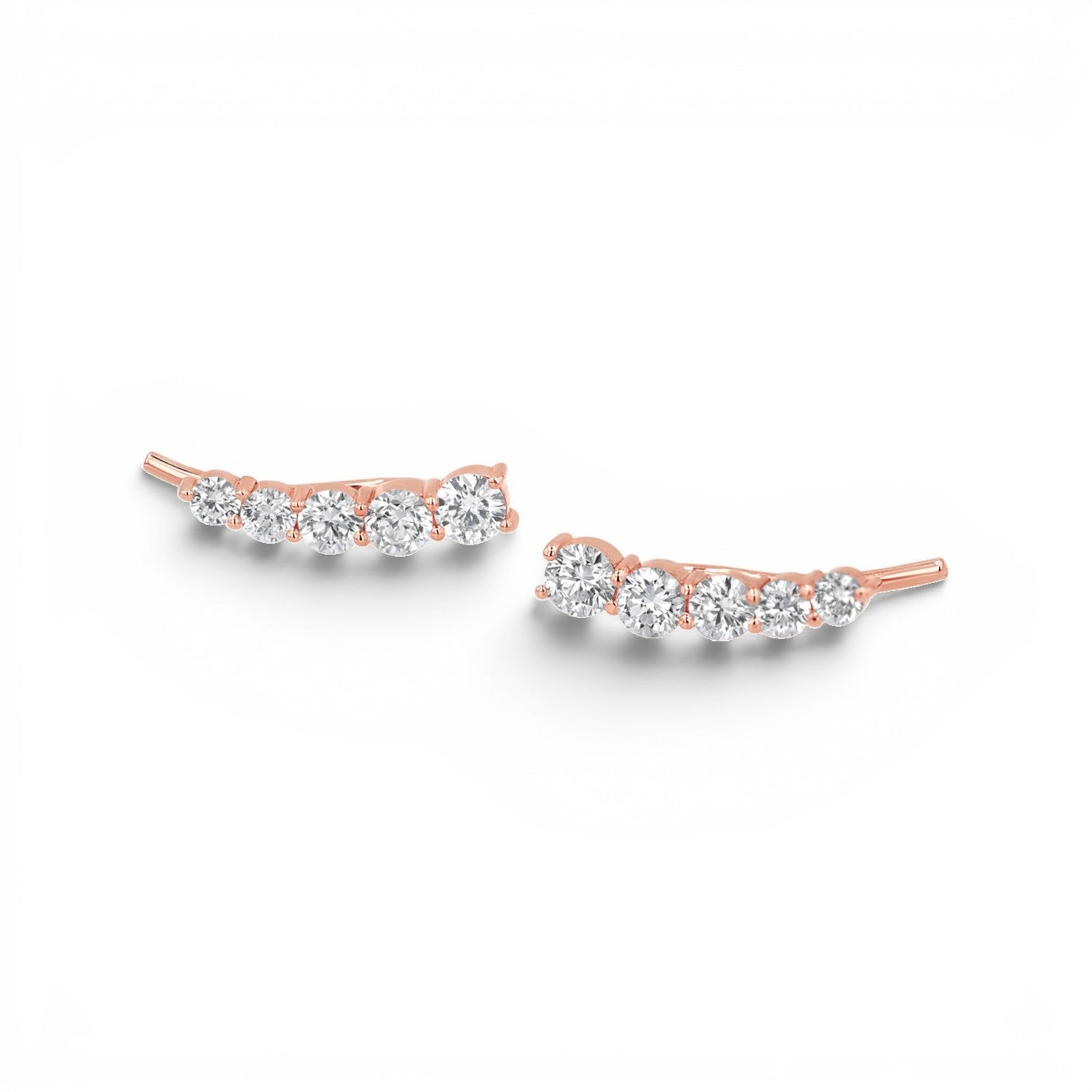 Graduated Diamond Bezel Crawler Earring - Lotus Diamond