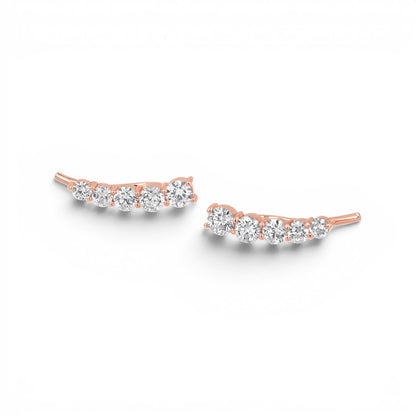 Graduated Diamond Bezel Crawler Earring - Lotus Diamond