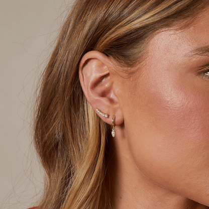 Graduated Diamond Bezel Crawler Earring - Lotus Diamond