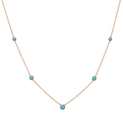 Graduating Genuine Turquoise Necklace - Lotus Diamond