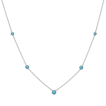 Graduating Genuine Turquoise Necklace - Lotus Diamond