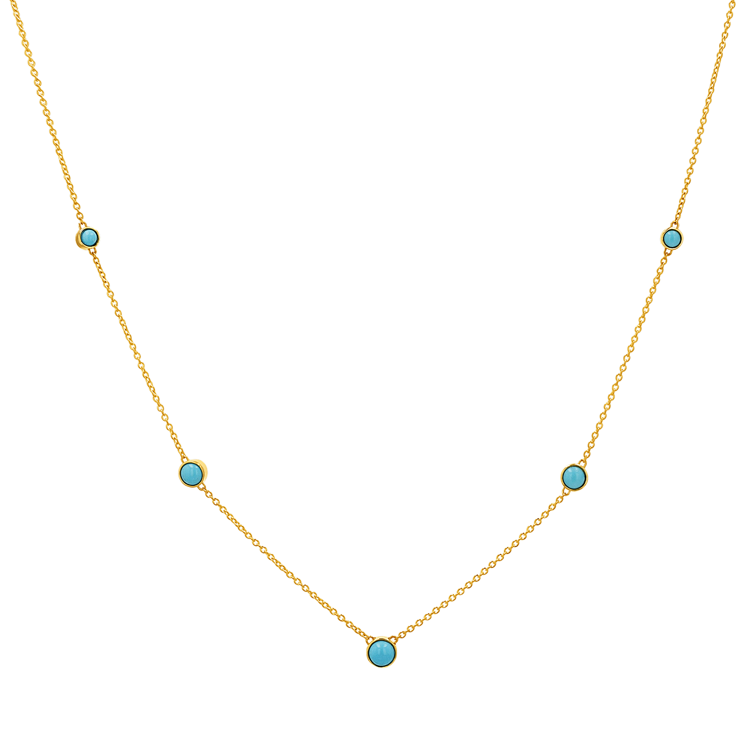 Graduating Genuine Turquoise Necklace - Lotus Diamond
