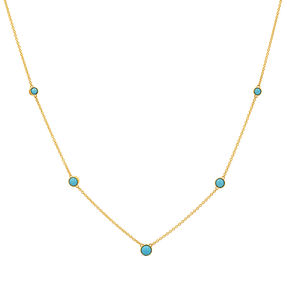 Graduating Genuine Turquoise Necklace - Lotus Diamond