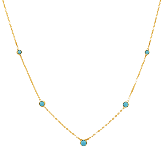 Graduating Genuine Turquoise Necklace - Lotus Diamond