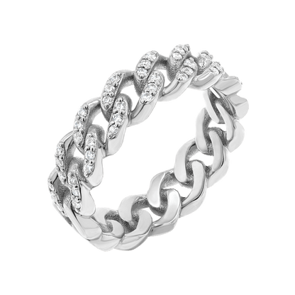 Grand Cuban Link Diamond Pave Ring - Lotus Diamond