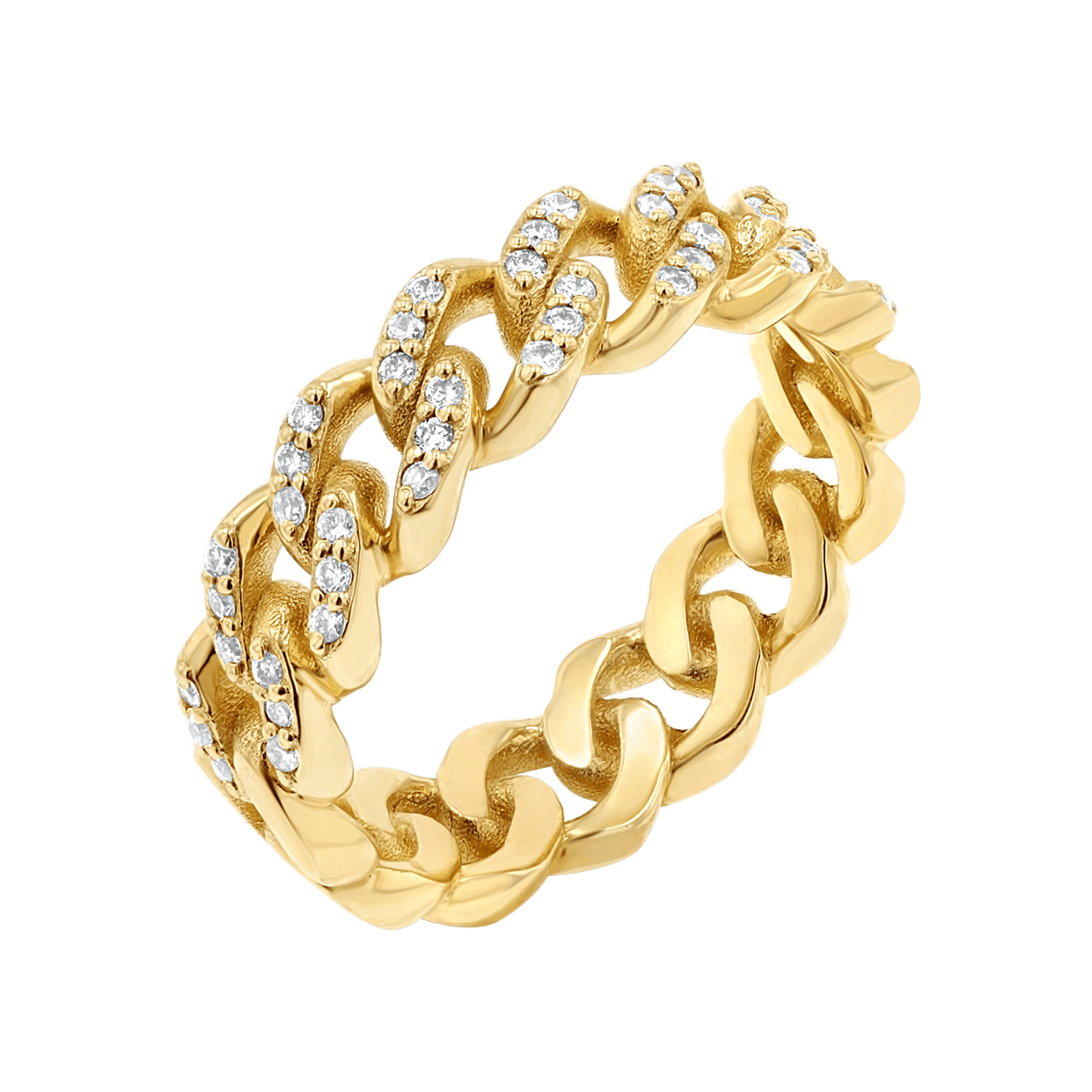 Grand Cuban Link Diamond Pave Ring - Lotus Diamond
