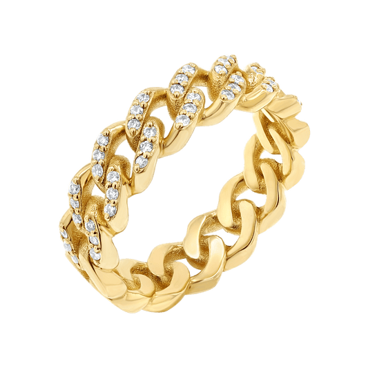 Grand Cuban Link Diamond Pave Ring - Lotus Diamond