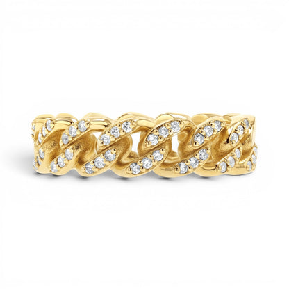 Grand Cuban Link Diamond Pave Ring - Lotus Diamond