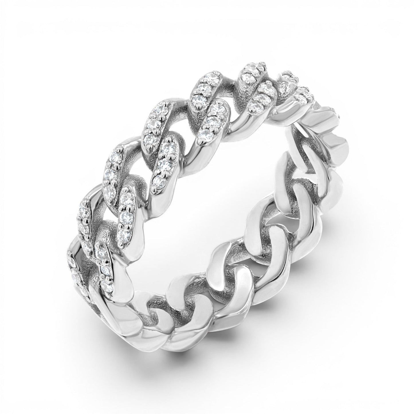 Grand Cuban Link Diamond Pave Ring - Lotus Diamond