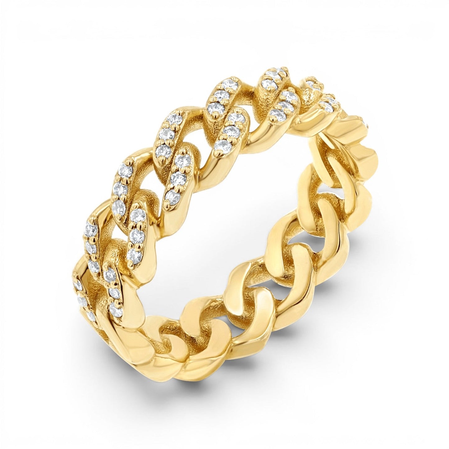 Grand Cuban Link Diamond Pave Ring - Lotus Diamond