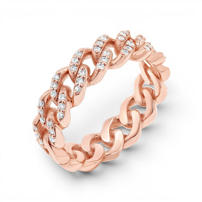 Grand Cuban Link Diamond Pave Ring - Lotus Diamond