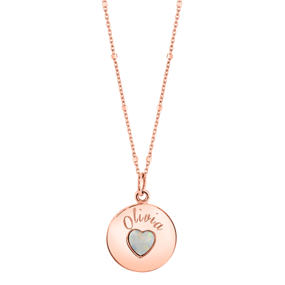 Grand Opal Heart Name Medallion - Lotus Diamond