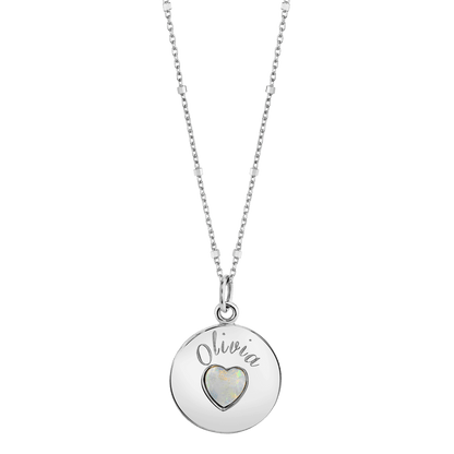 Grand Opal Heart Name Medallion - Lotus Diamond