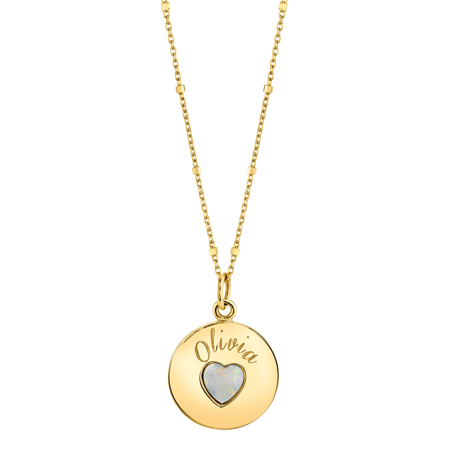 Grand Opal Heart Name Medallion - Lotus Diamond
