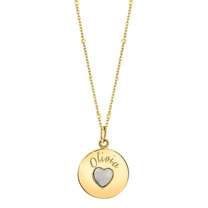 Grand Opal Heart Name Medallion - Lotus Diamond