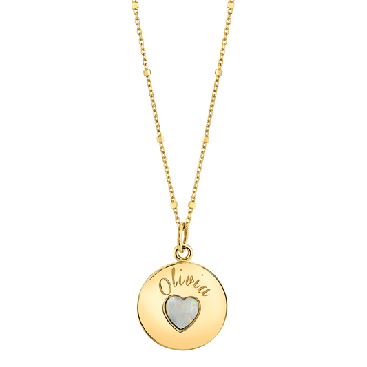 Grand Opal Heart Name Medallion - Lotus Diamond