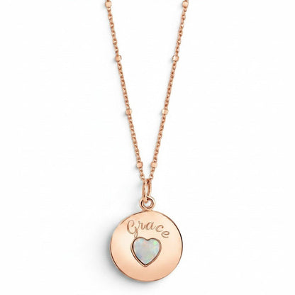Grand Opal Heart Name Medallion - Lotus Diamond