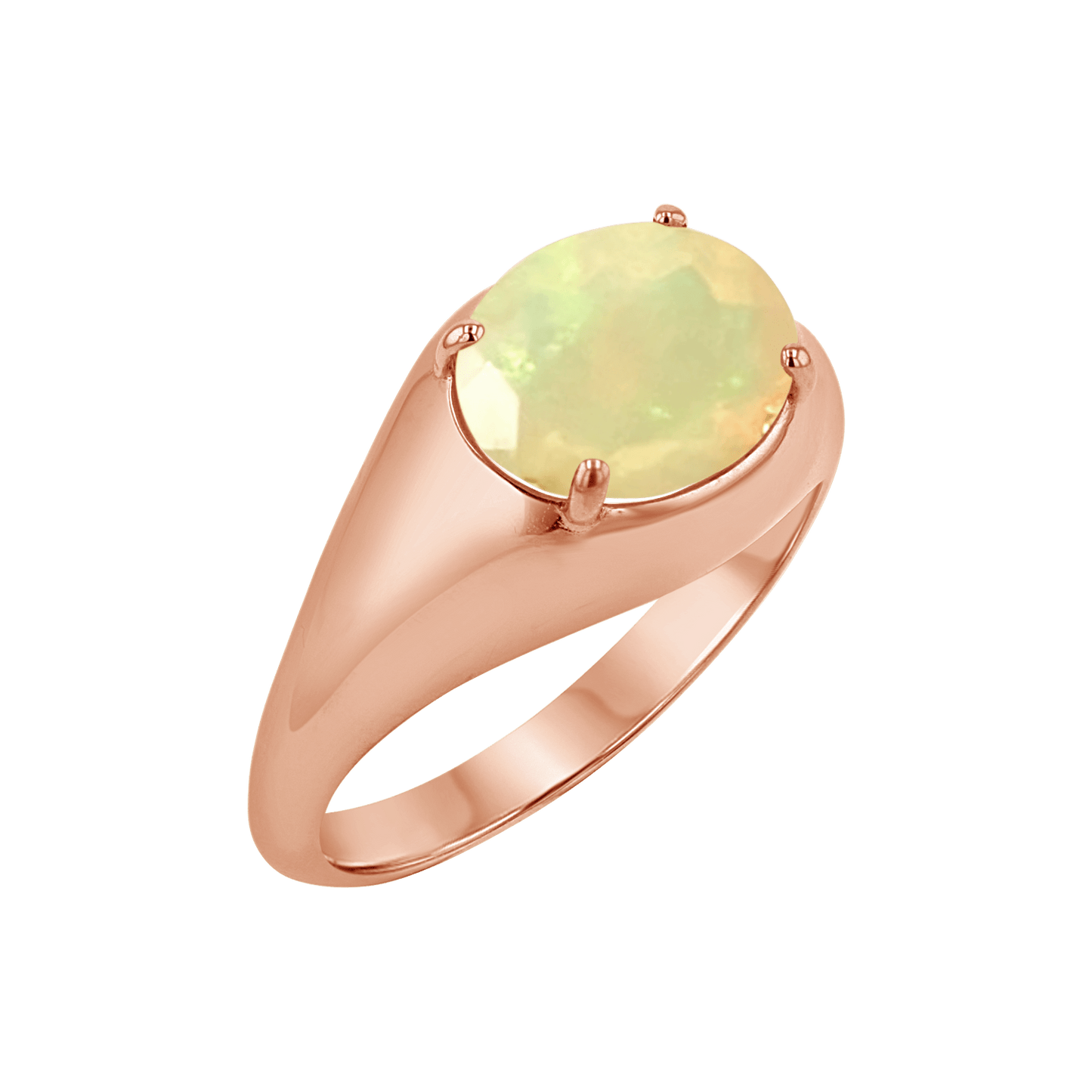 Grand Opal Signet Ring - Lotus Diamond