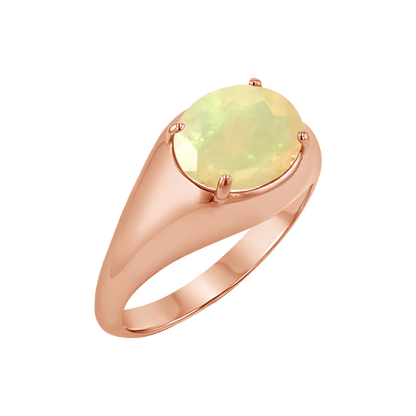 Grand Opal Signet Ring - Lotus Diamond