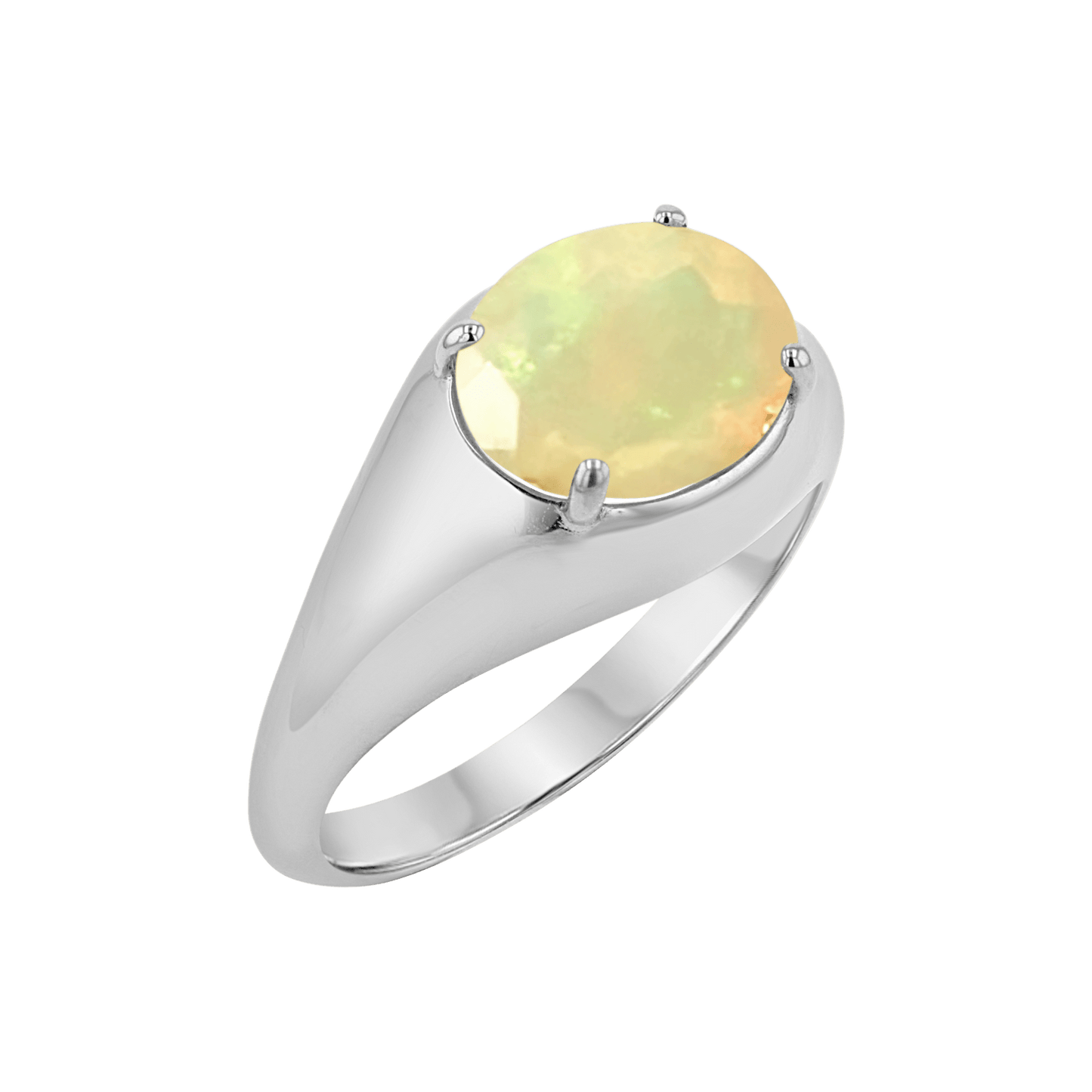 Grand Opal Signet Ring - Lotus Diamond