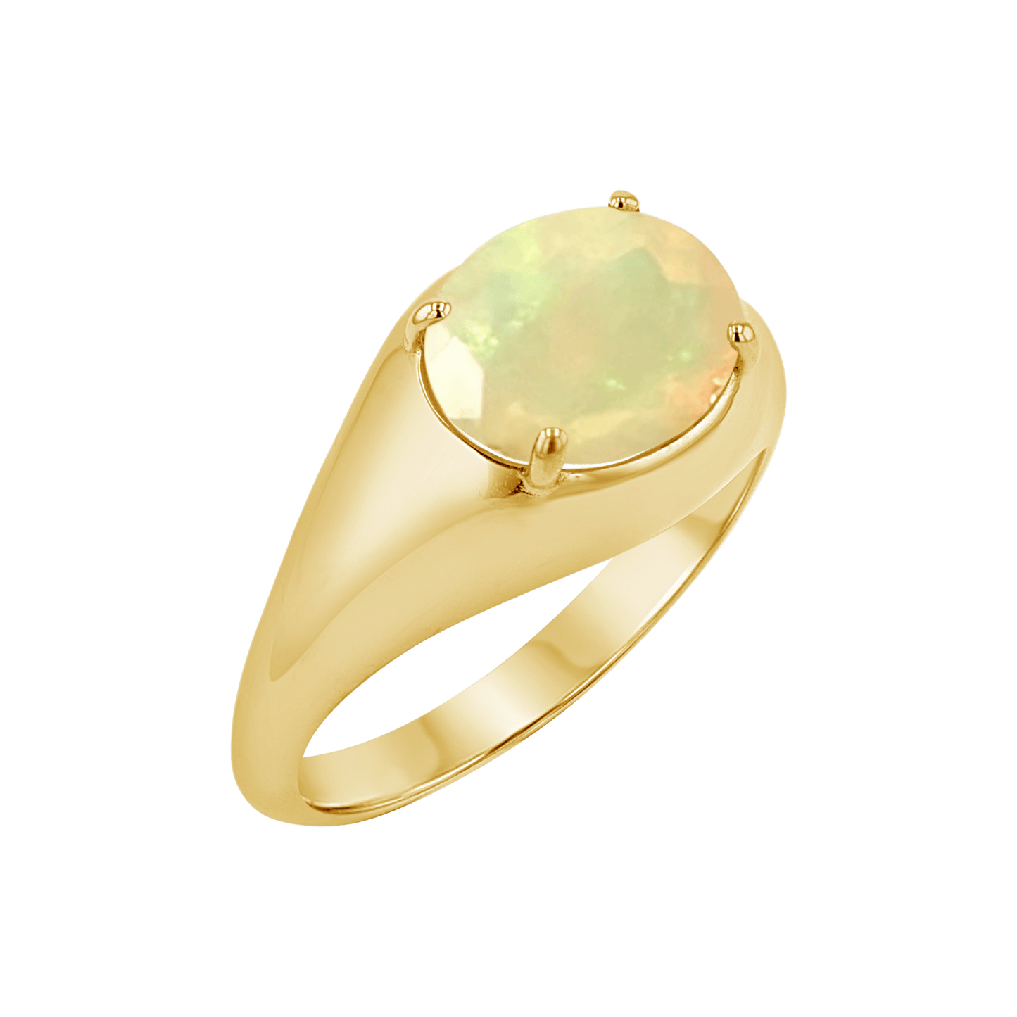 Grand Opal Signet Ring - Lotus Diamond