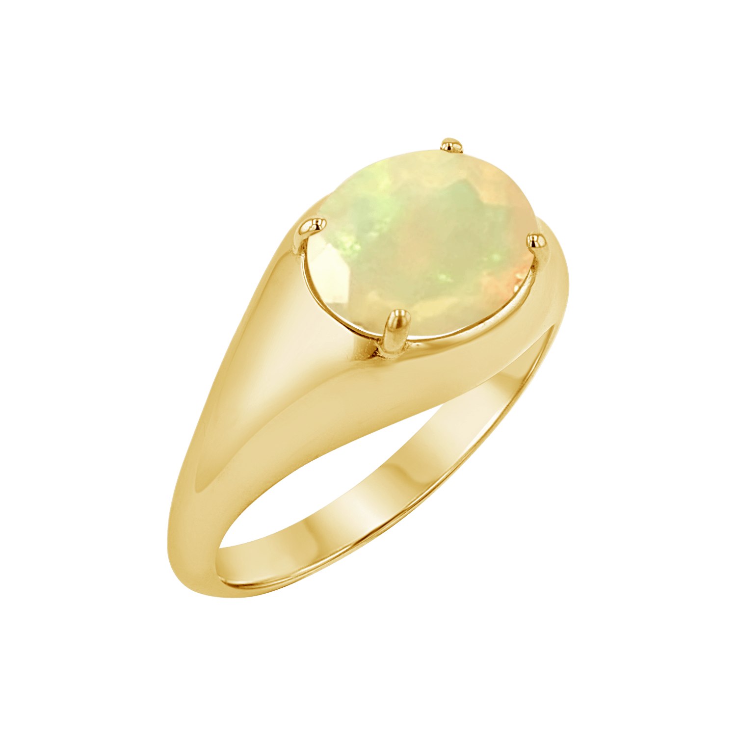 Grand Opal Signet Ring - Lotus Diamond
