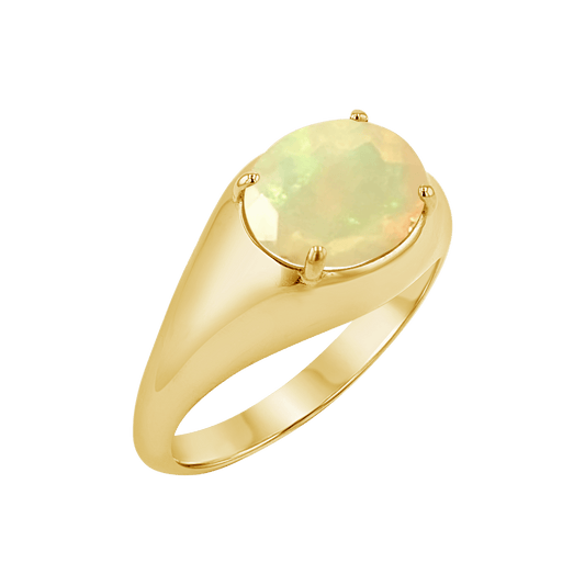 Grand Opal Signet Ring - Lotus Diamond