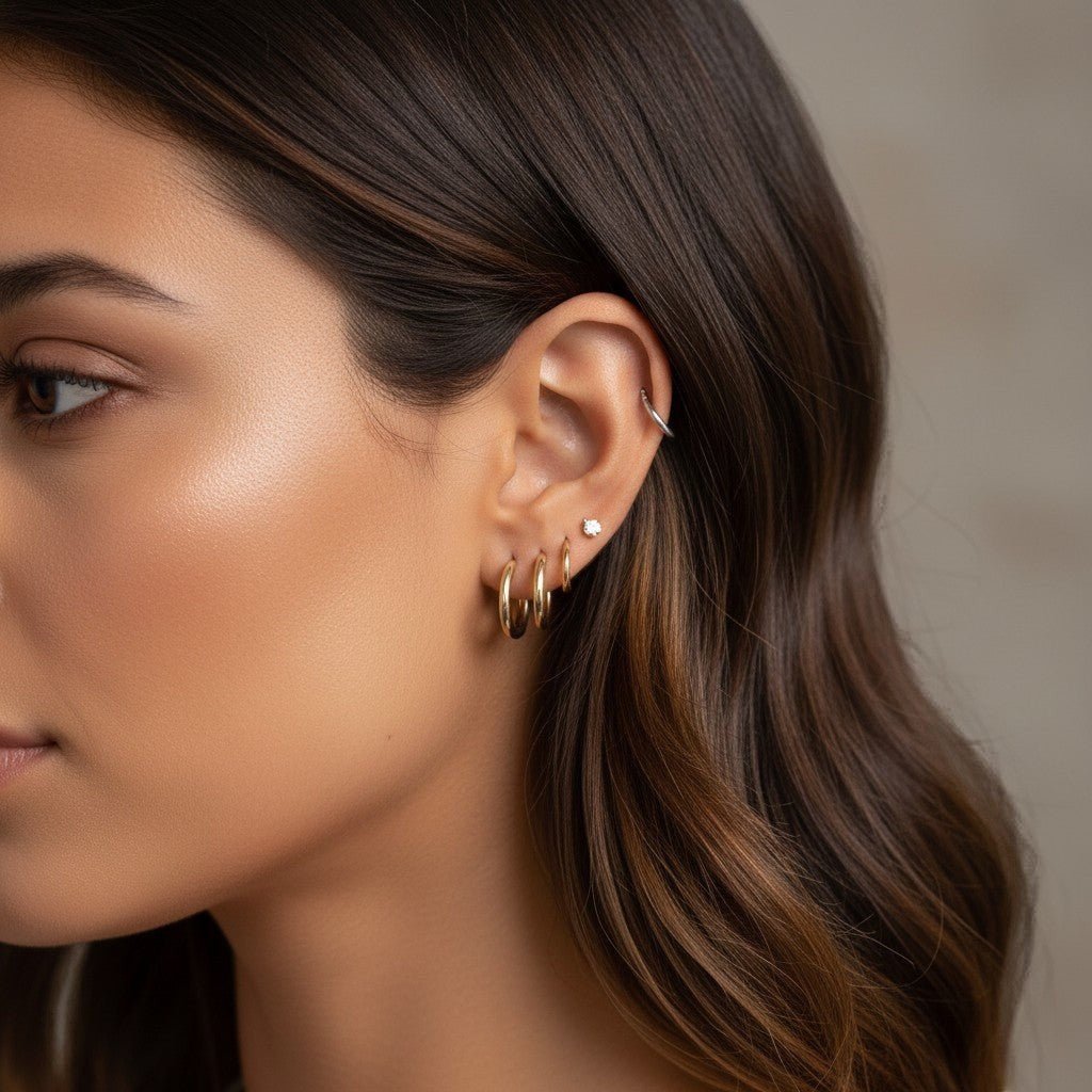 Grand Solid Huggie Hoop Earrings - Lotus Diamond