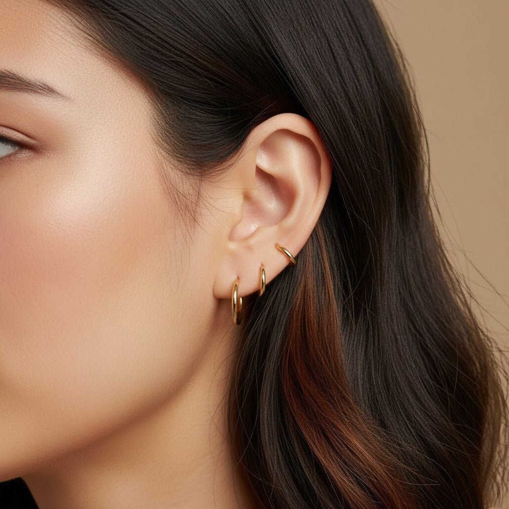 Grand Solid Huggie Hoop Earrings - Lotus Diamond
