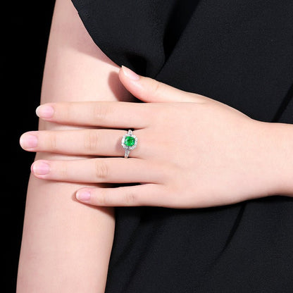 【GUILD Certified Wharton Green 】 Natural emerald ring - Lotus Diamond