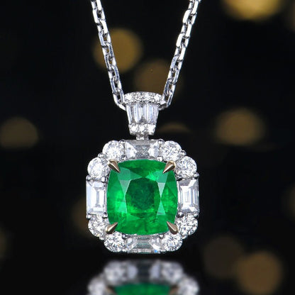 【GUILD Certified Wharton Green 】 Natural emerald ring - Lotus Diamond