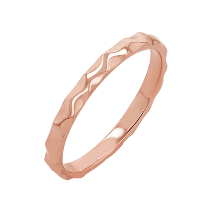 Hammered Stacking Band - Lotus Diamond
