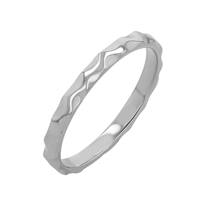 Hammered Stacking Band - Lotus Diamond