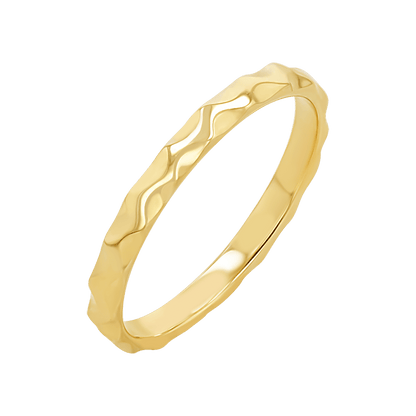 Hammered Stacking Band - Lotus Diamond