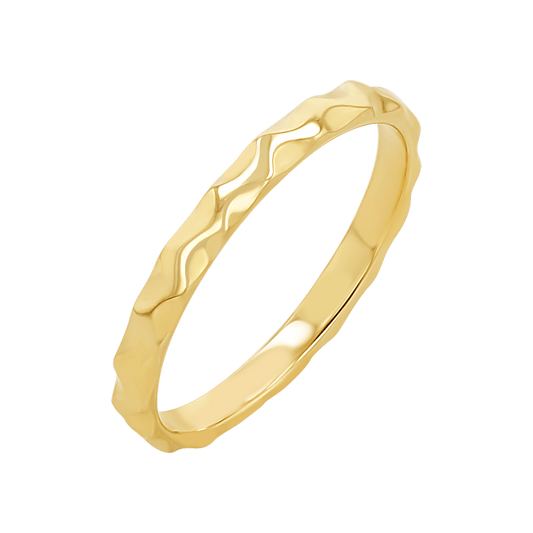 Hammered Stacking Band - Lotus Diamond