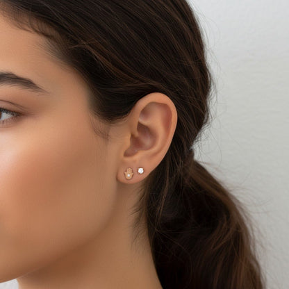Hamsa Diamond Stud Earrings - Lotus Diamond