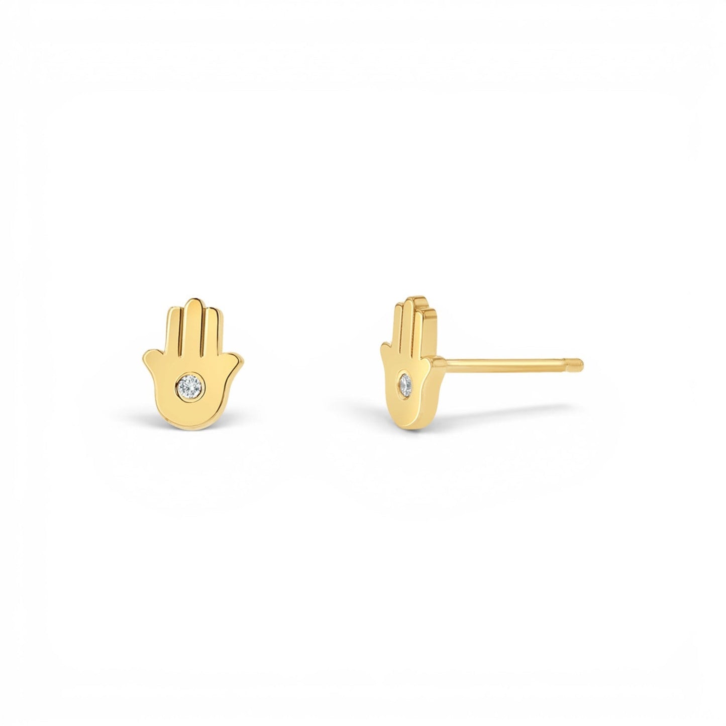Hamsa Diamond Stud Earrings - Lotus Diamond