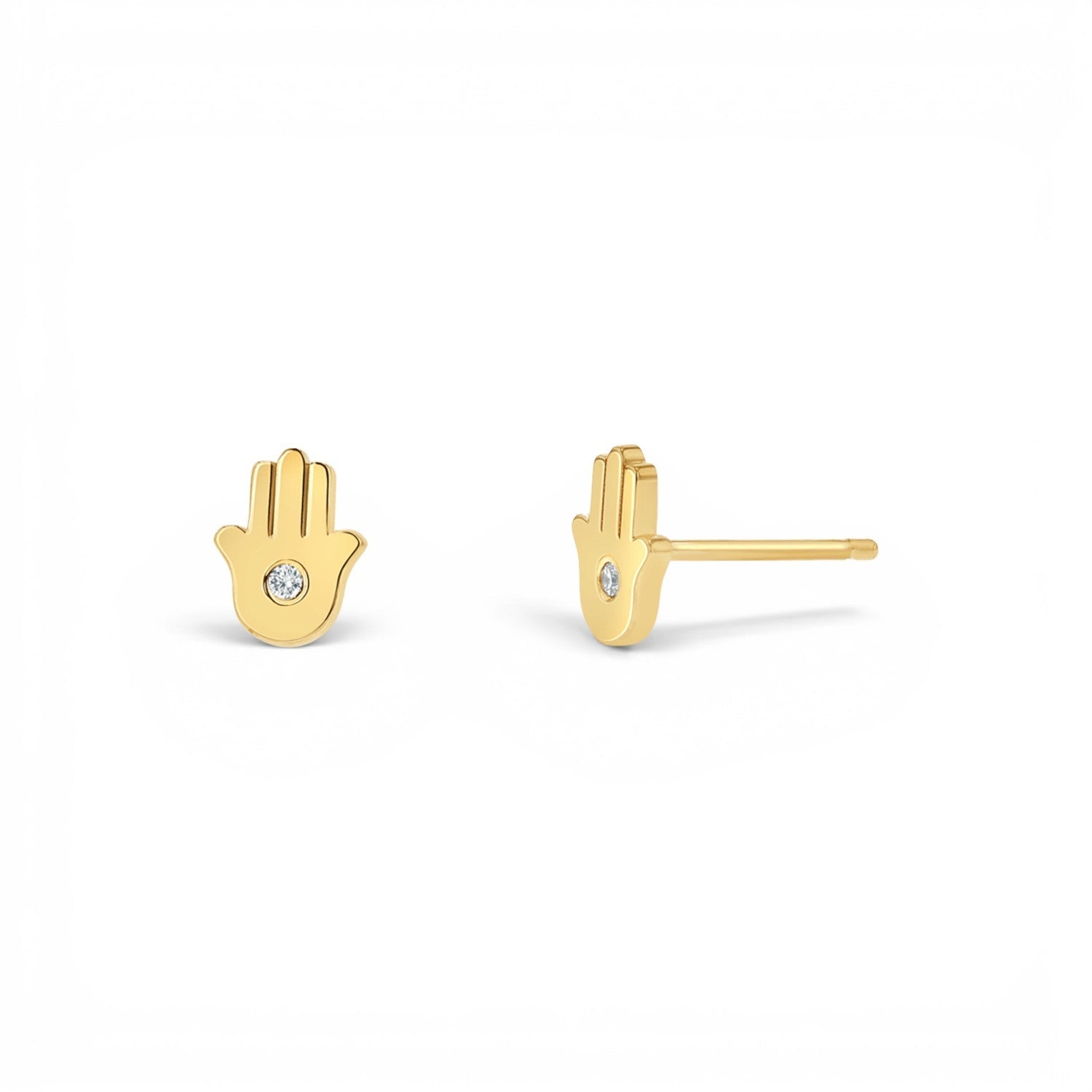 Hamsa Diamond Stud Earrings - Lotus Diamond