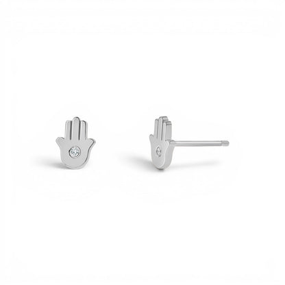 Hamsa Diamond Stud Earrings - Lotus Diamond