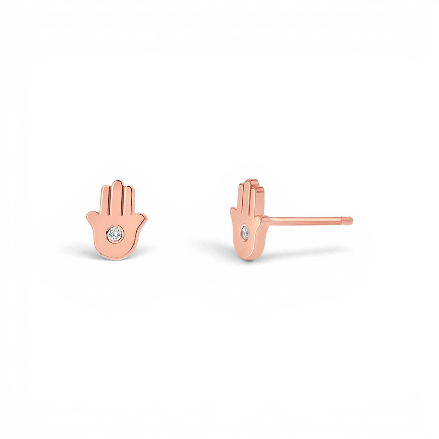 Hamsa Diamond Stud Earrings - Lotus Diamond