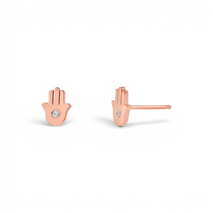 Hamsa Diamond Stud Earrings - Lotus Diamond