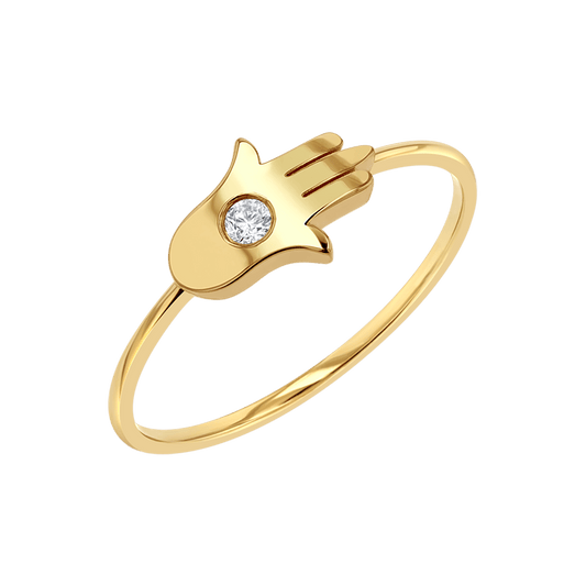 Hamsa Diamond Wire Ring - Lotus Diamond