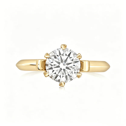 Heart Gallery Six-Prong Solitaire Ring Setting for Round Diamond in 18K Gold - Lotus Diamond