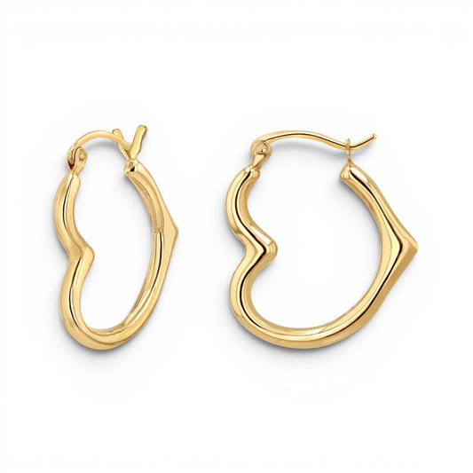 Heart Hoop Earrings - Lotus Diamond