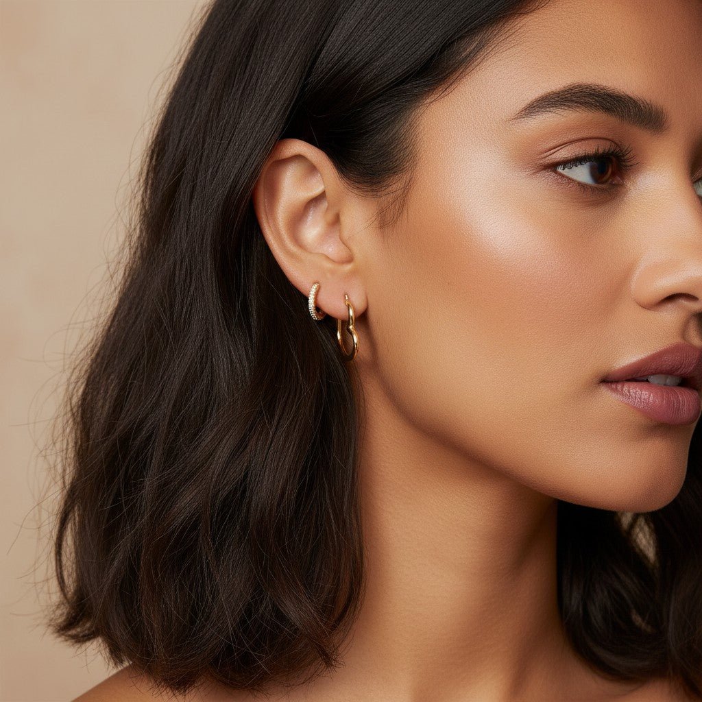 Heart Hoop Earrings - Lotus Diamond