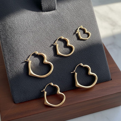 Heart Hoop Earrings - Lotus Diamond