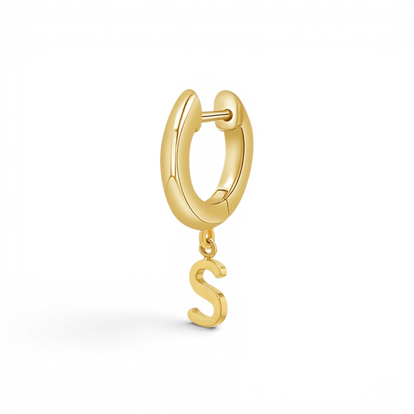 Initial Charm Drop Huggies - Lotus Diamond