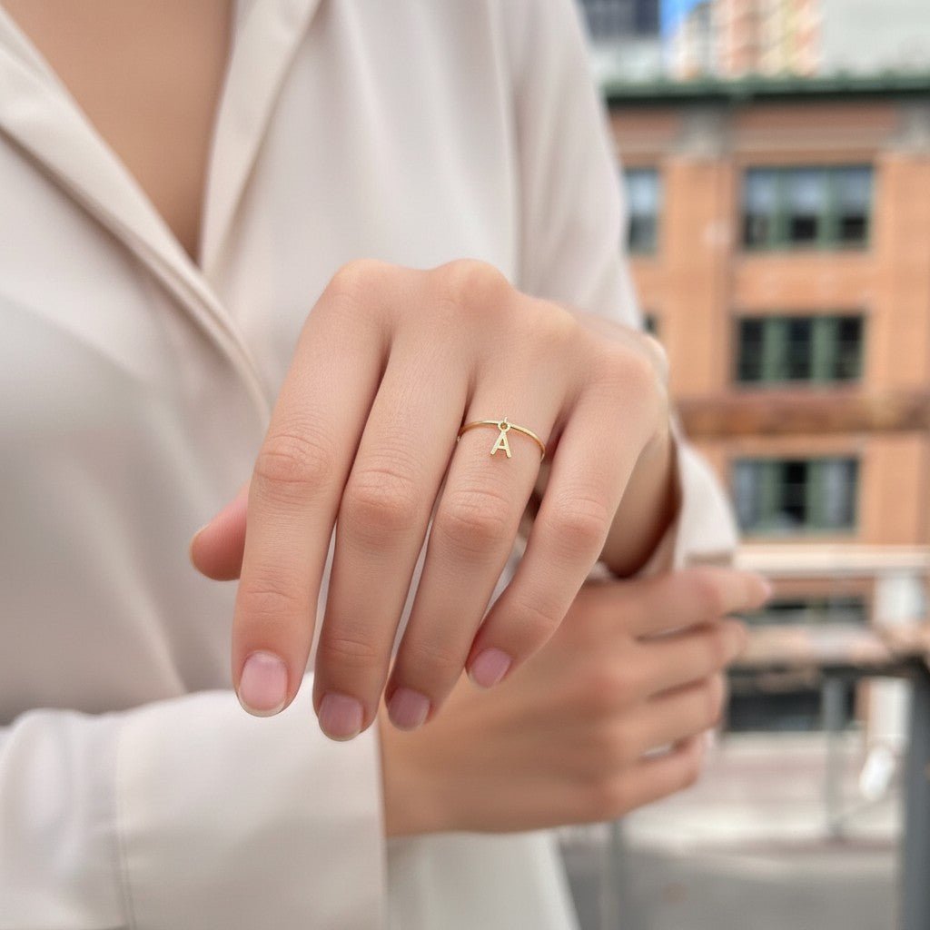Initial Drop Ring - Lotus Diamond