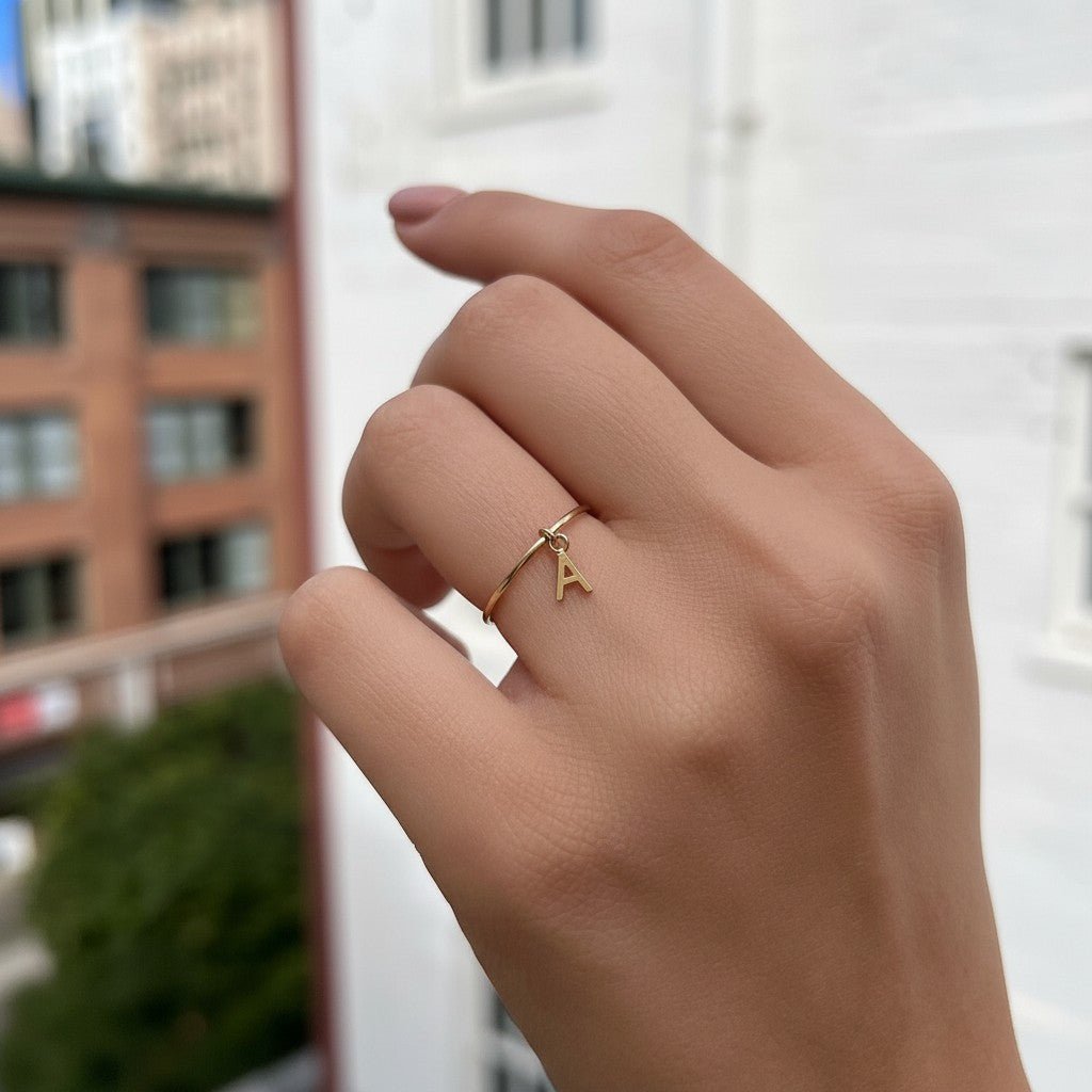 Initial Drop Ring - Lotus Diamond