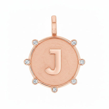 Initial Letter Medallion Charm - Lotus Diamond